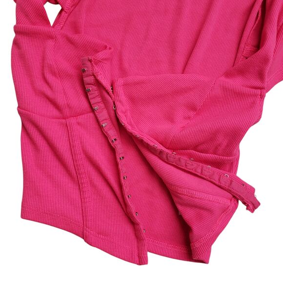 Forever 21 Sweetheart Corset Crop Top Womens Small Pink Rib Knit Hook Eye NWOT - Picture 6 of 11